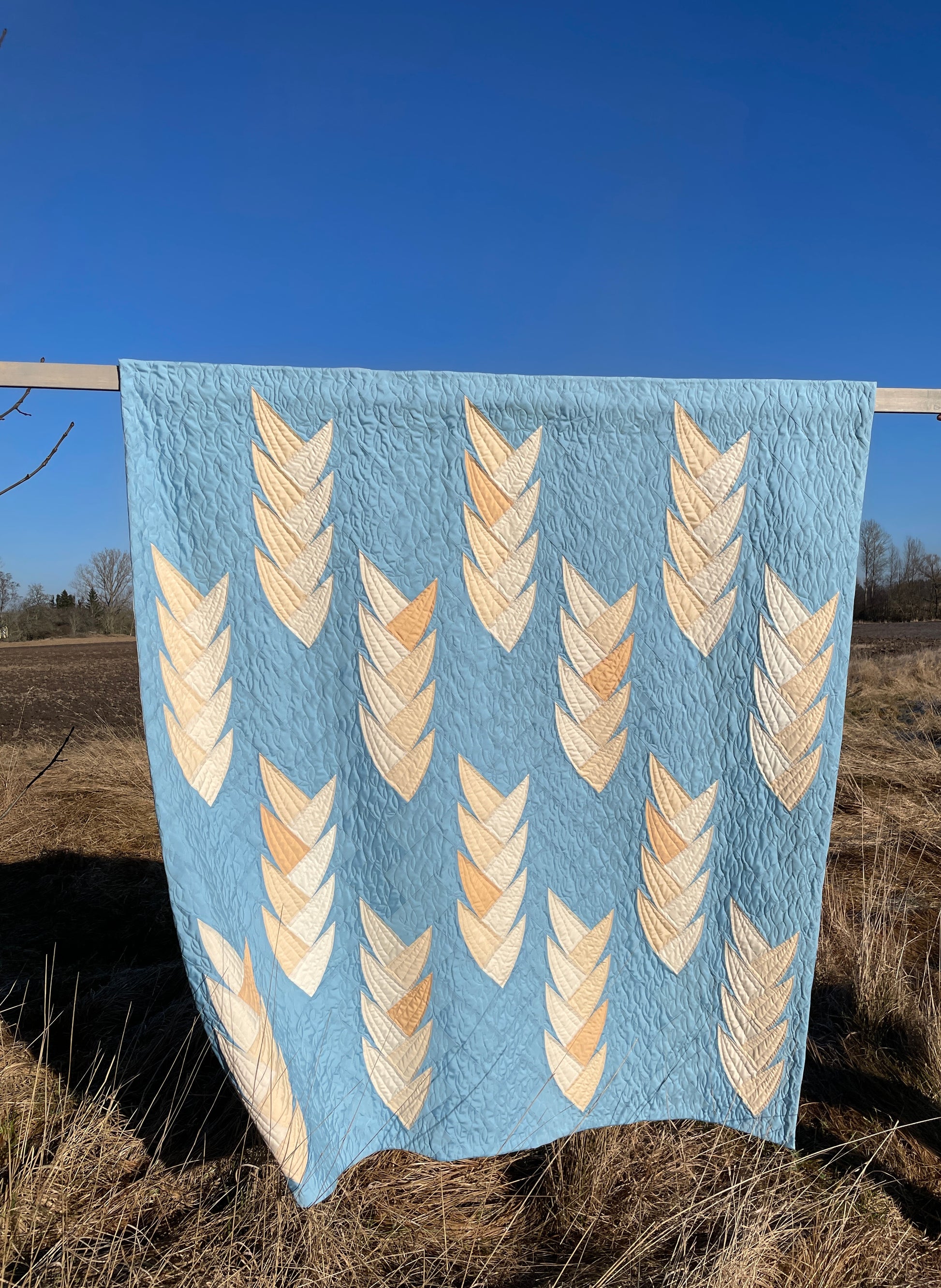 Quilt against sky