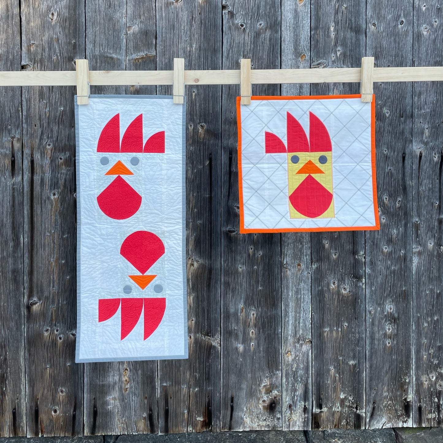 table runner and pillowcase with rooster